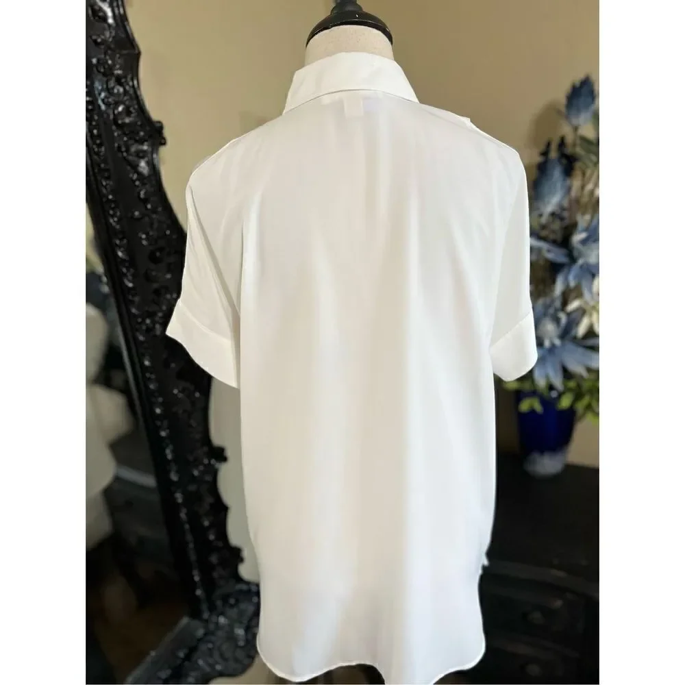 MICHAEL Michael Kors Short Sleeve Cold Shoulder Sheer Blouse Size S